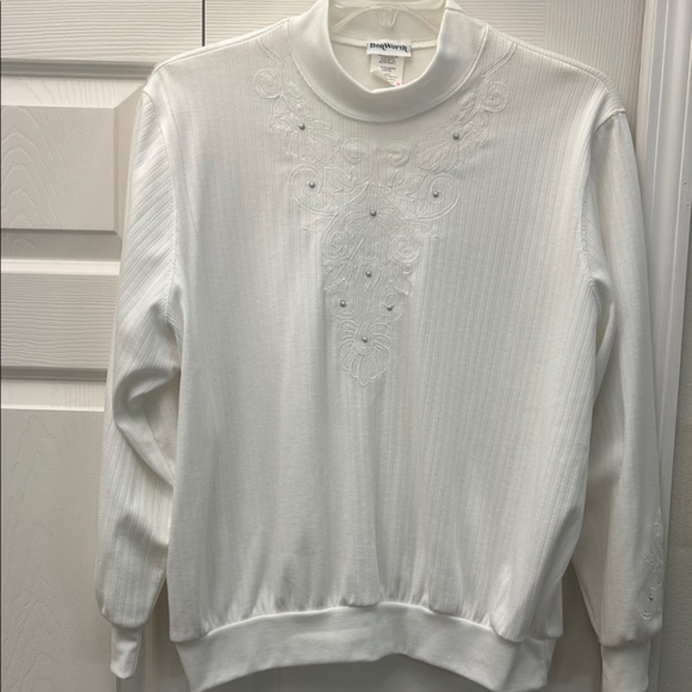 Bon Worth White Mock Turtleneck Top